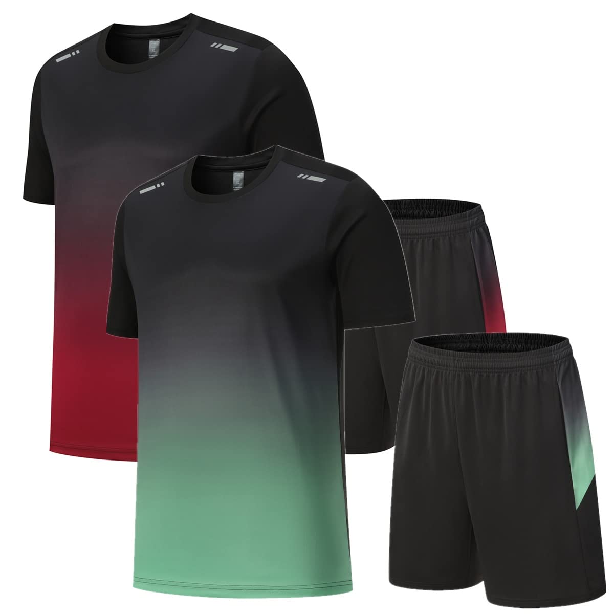 Men's Quick Dry Crew Neck T-Shirt & Shorts Set – Athletic Gym Workout | X-Large