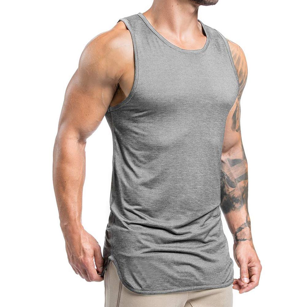 Men's Extended Scoop Stringer Tank Top – Lightweight Gym & Workout Shirt