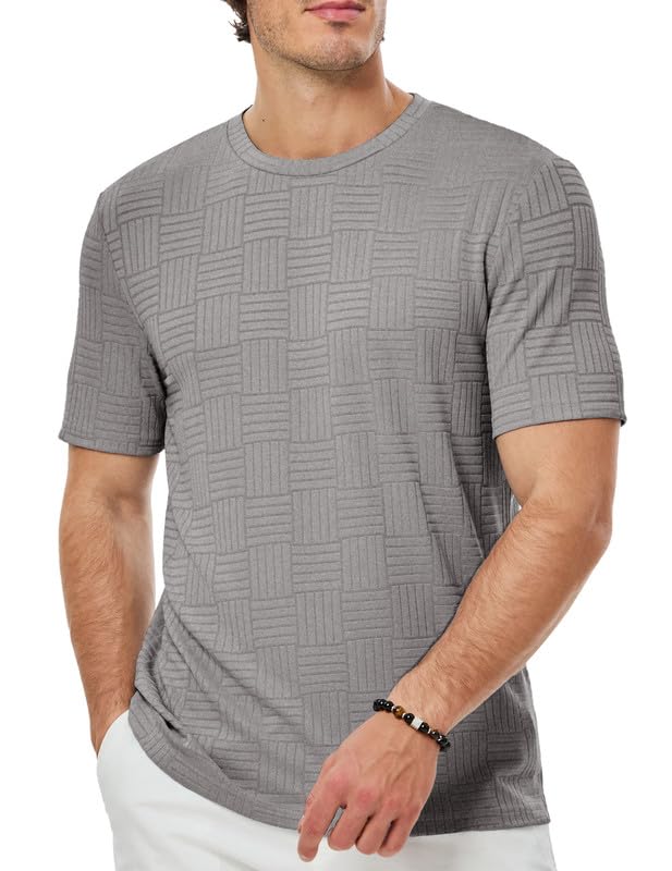 Men's Muscle Fit Crewneck T-Shirt – Textured, Stretchy & Gym-Ready