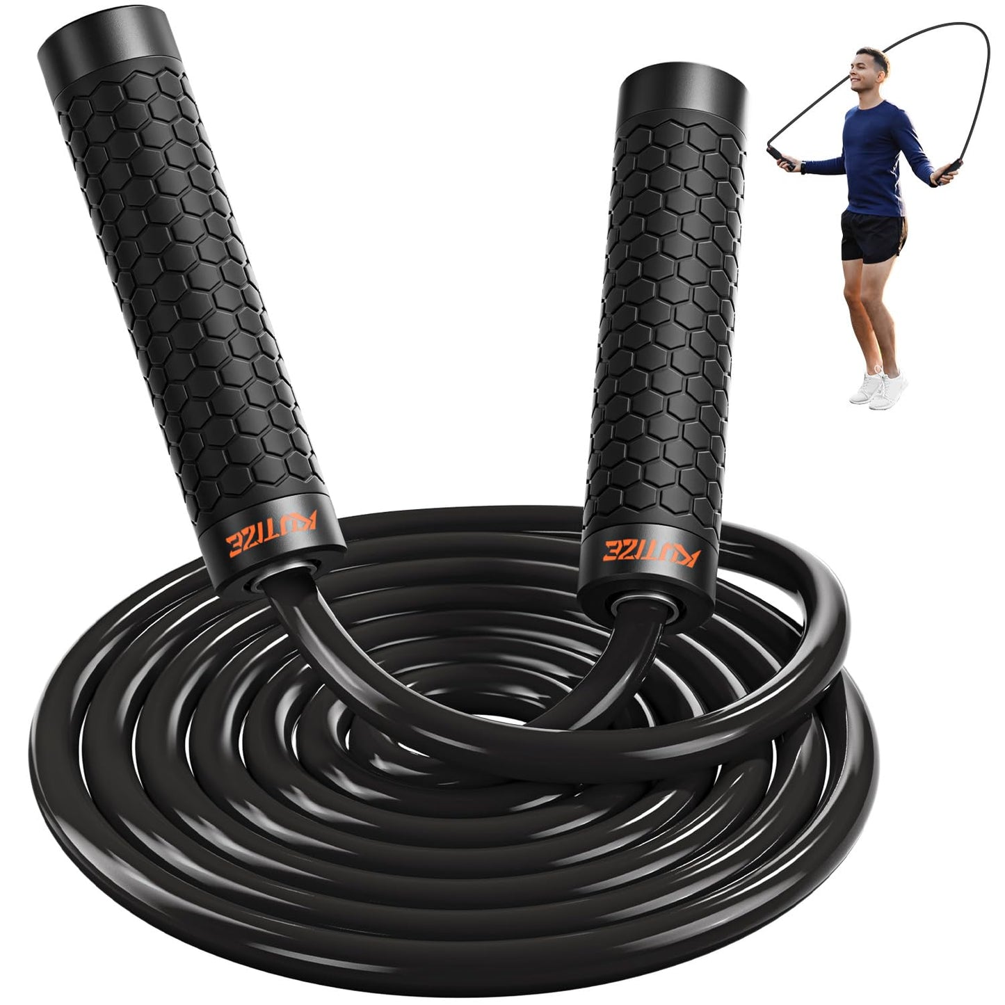 Weighted Jump Rope – 1lb Heavy Skipping Rope for Home Gym | Men, Women & Kids