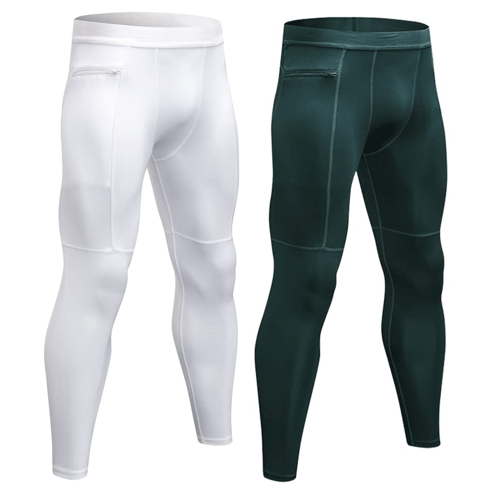 Men's Compression Leggings – Quick Dry Sports Tights with Zip Pocket for Gym & Running