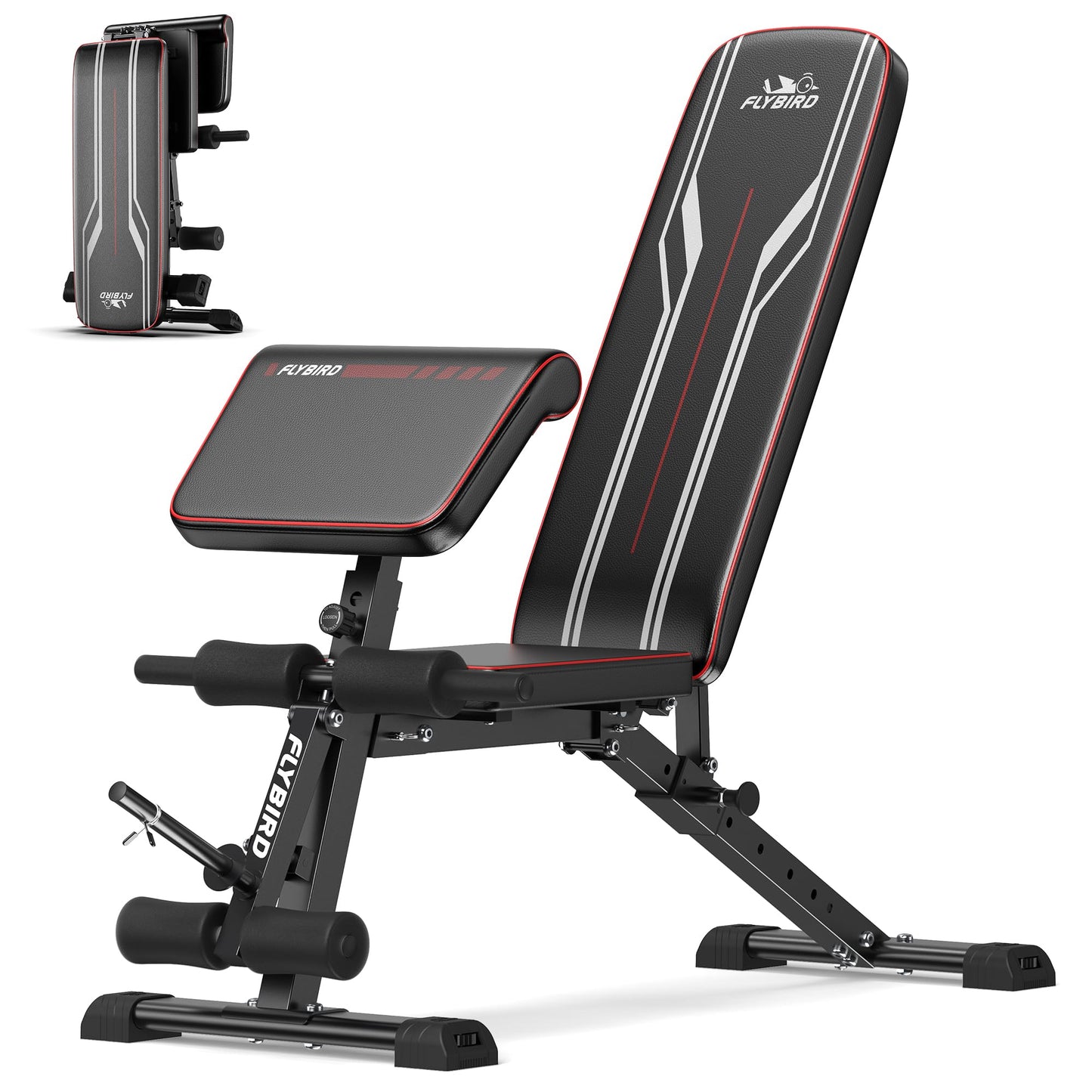 FLYBIRD Adjustable Weight Bench – 800lb Capacity | Leg Extension, Curl & Preacher Curl for Home Gym