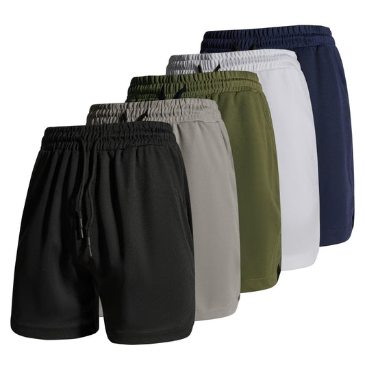 CNRUWE Men's Workout Shorts 5-Pack | 5" Inseam, Quick-Dry, Zipper Pockets & Reflective (Small)