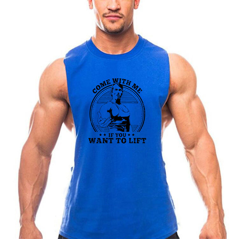 Men's Cotton Gym Tank Top – Lightweight Fitness Shirt with High Split Design