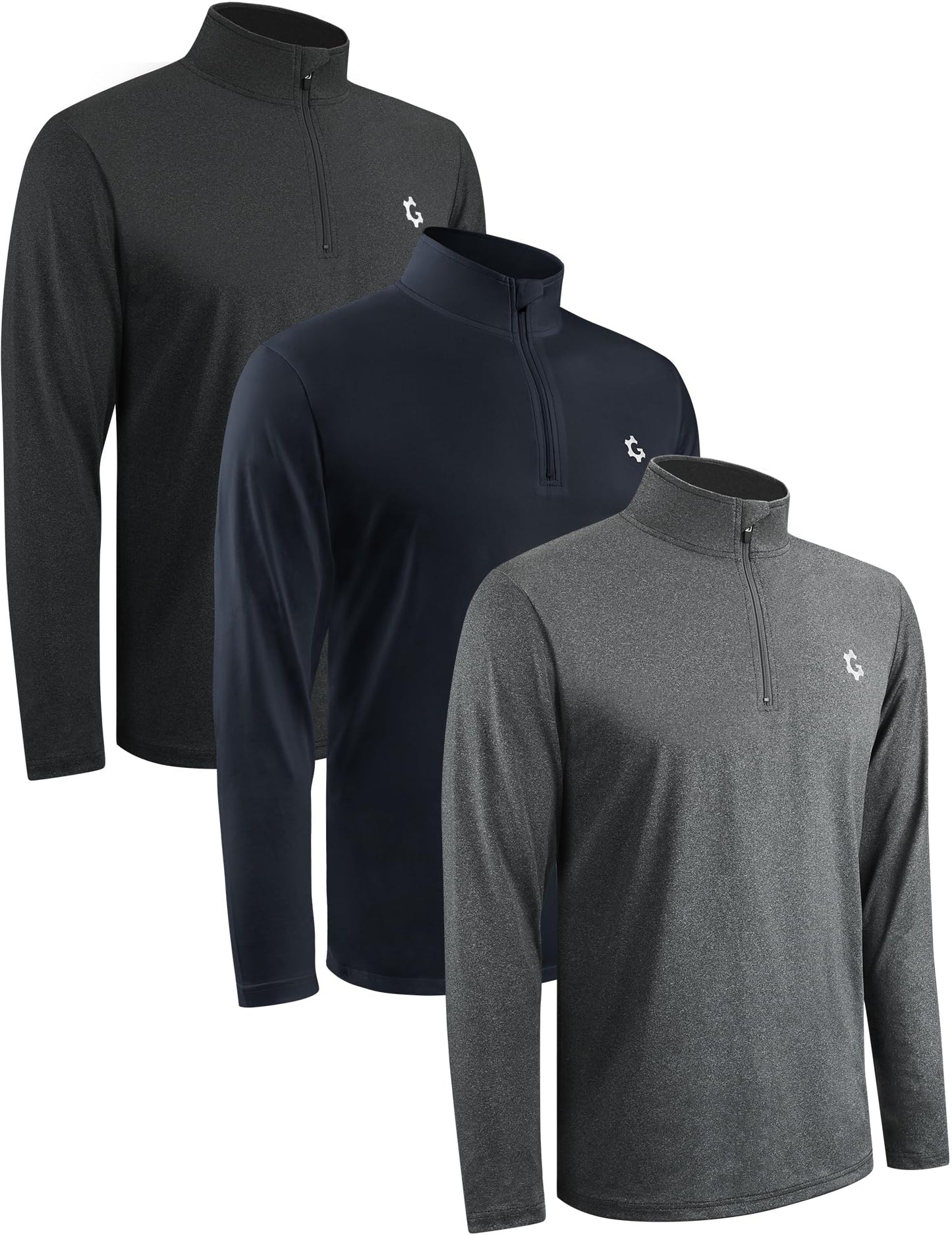 Men's 3-Pack Quarter Zip Pullover – Quick Dry Athletic Sweatshirt for Gym, Golf & Outdoors