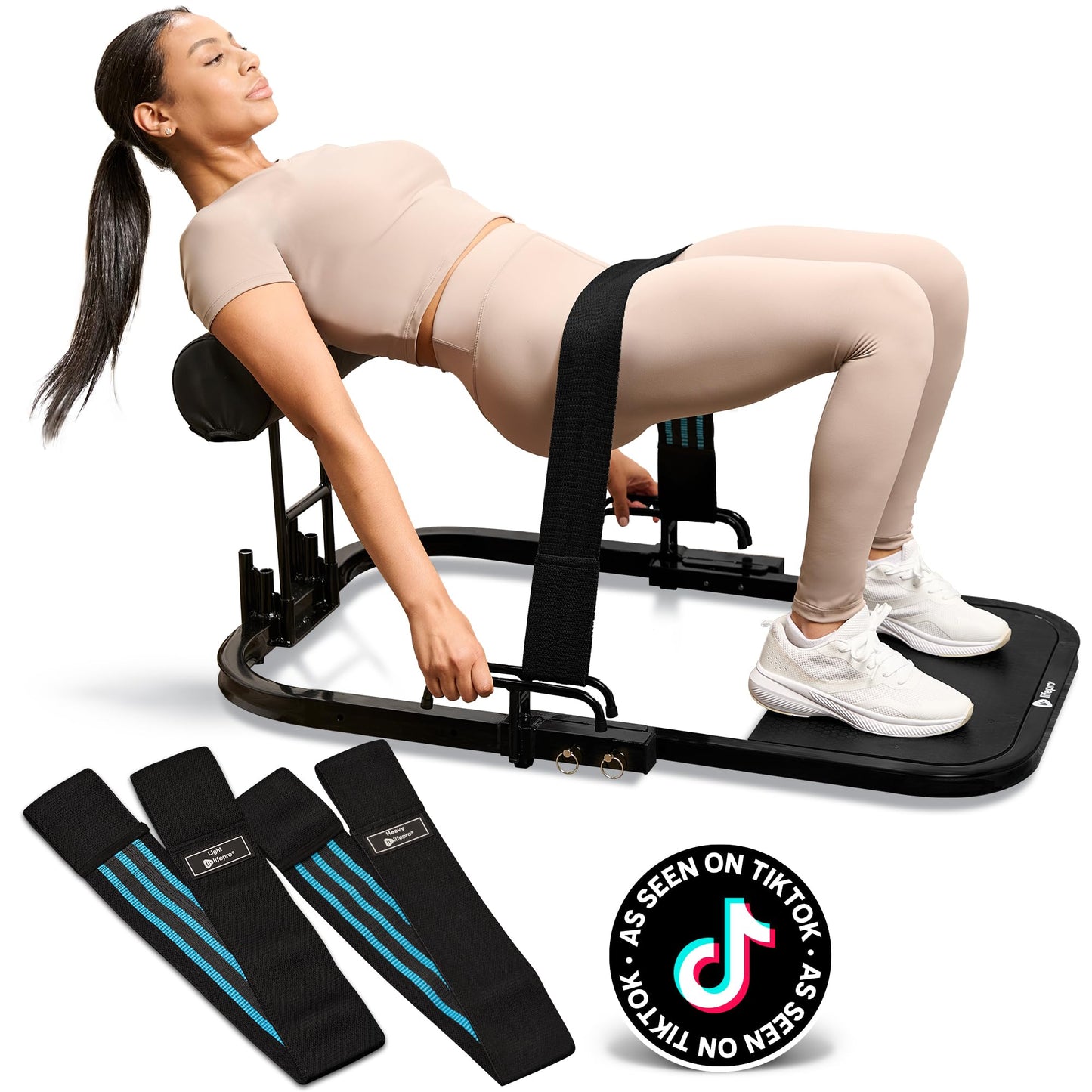 LifePro GluteBlast Hip Thrust Machine – Glute & Squat Bench with Resistance Bands for Home Gym