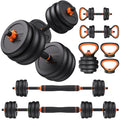 FEIERDUN 40lbs Adjustable Dumbbell Set – 4-in-1 Barbell, Kettlebell & Push-Up Stand