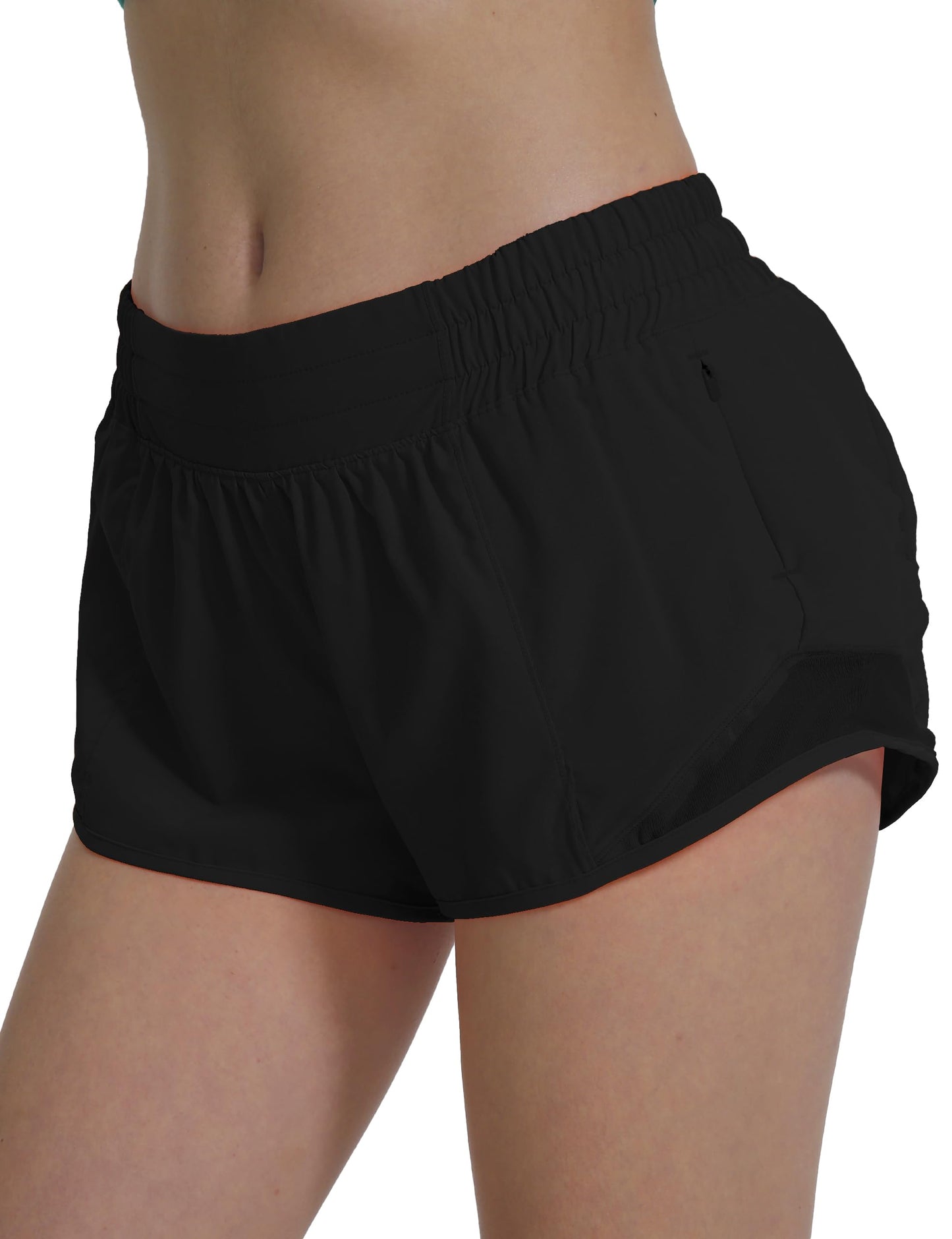 AugIris Women's Athletic Running Shorts | Quick-Dry, Zipper Pocket & Mesh Liner (Black, XS)
